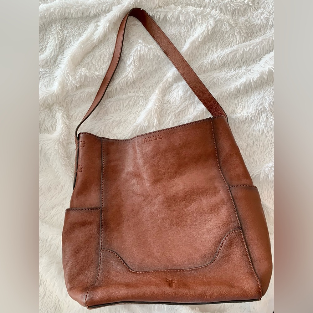 Frye Cognac leather bucket bag